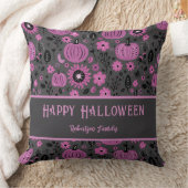 Happy Halloween Purple Pumpkin Family Name クッション (ブランケット)