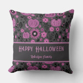 Happy Halloween Purple Pumpkin Family Name クッション (正面)