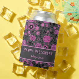 Happy Halloween Purple Pumpkin Family Name 缶クーラー