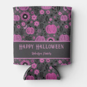 Happy Halloween Purple Pumpkin Family Name 缶クーラー (正面)