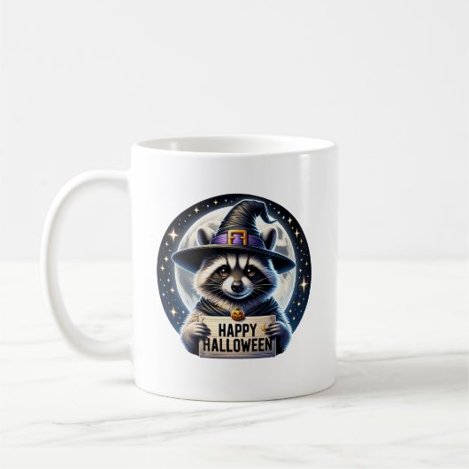 Happy Halloween Raccoon Mug, Animal Gift コーヒーマグカップ (左)