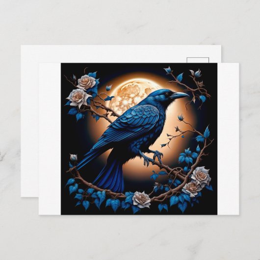 Happy Halloween Ravens And Roses ポストカード (正面/裏面)