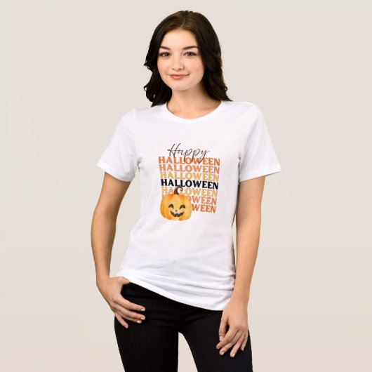 Happy Halloween Repeating Text with Jack-o'-Lante トライブレンドＴシャツ (正面全面)