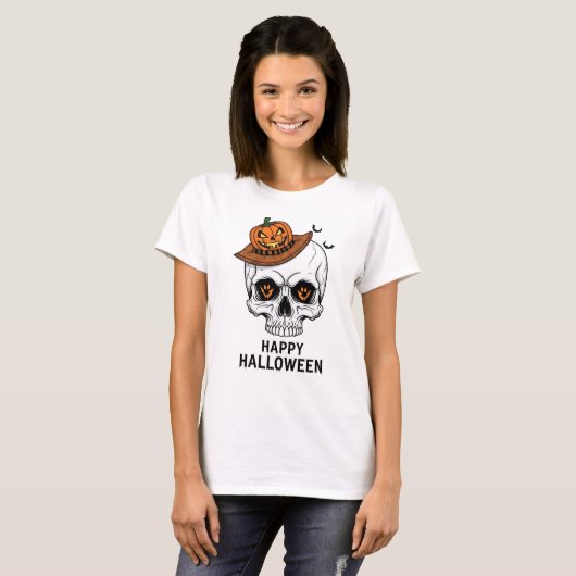 Happy Halloween Skull Tシャツ (正面フル)