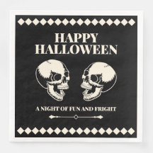 Happy Halloween Skulls Laughing Black