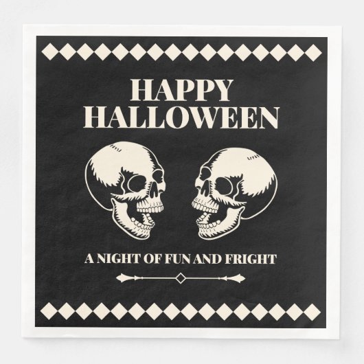 Happy Halloween Skulls Laughing Black (正面)