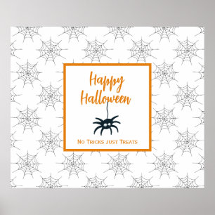 Happy Halloween spider cobweb no trick just treats ポスター