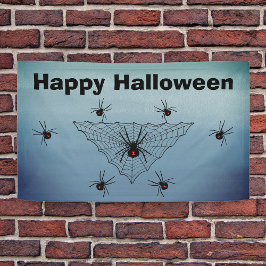 Happy Halloween Spider Web Poison Spider Blue Grey 横断幕