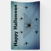 Happy Halloween Spider Web Poison Spider Blue Grey 横断幕 (縦)