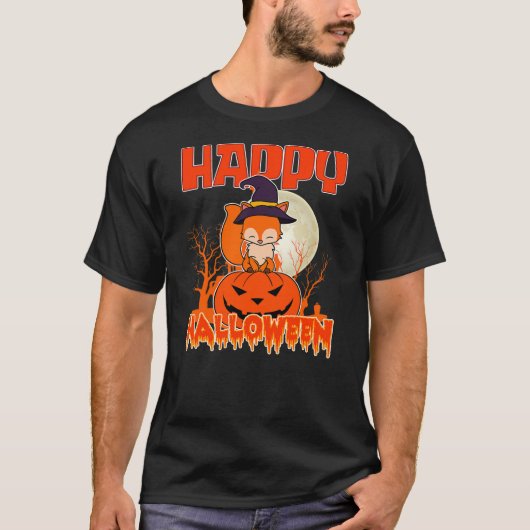 Happy Halloween Spooky Fox and Cute Halloween Fox Tシャツ (正面)