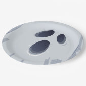 Happy Halloween Spooky Ghost Face ペーパープレート (アングル)