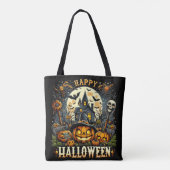 Happy Halloween Spooky Haunted House & Pumpkins トートバッグ (裏面)
