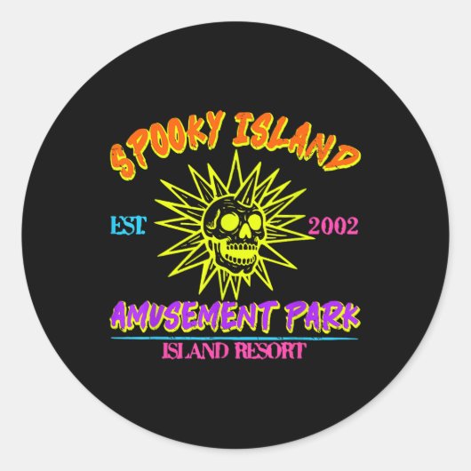 Happy Halloween Spooky Island Est 2002 Amusement P ラウンドシール (正面)