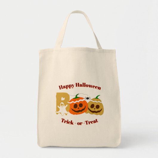 Happy Halloween Spooky Pumpkin Trick or Treat トートバッグ (正面)