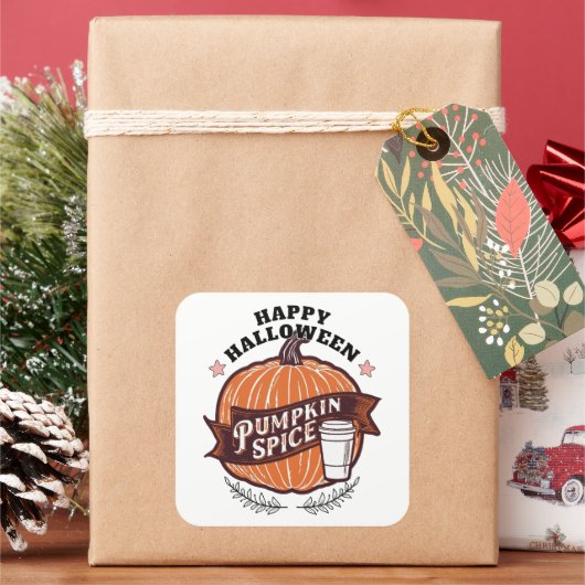 Happy Halloween T-Shirt スクエアシール (クリスマス)