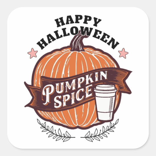 Happy Halloween T-Shirt スクエアシール (正面)