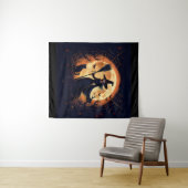 Happy Halloween Witch At Midnight タペストリー (インサイチュ(横))