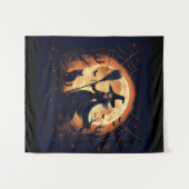 Happy Halloween Witch At Midnight タペストリー (正面(横))