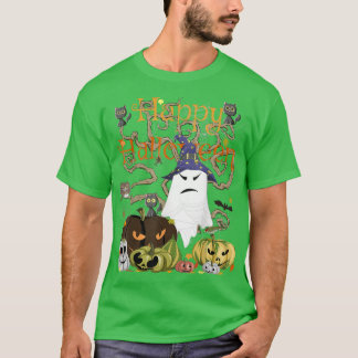 Happy Halloween Witch Ghost JackOLantern Pumpkin M Tシャツ