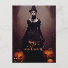 Happy Halloween with a witch in Gothic dress. ポストカード