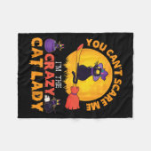 Happy Halloween You Can't E Me I'm The Crazy Cat L フリースブランケット (正面(横))