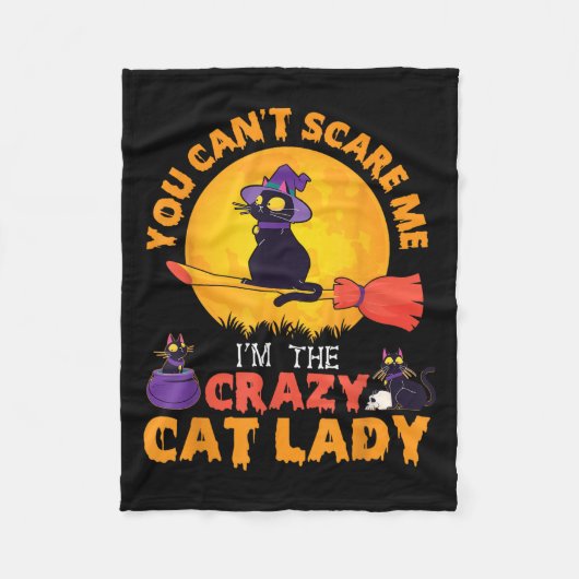 Happy Halloween You Can't E Me I'm The Crazy Cat L フリースブランケット (正面)