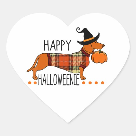 Happy Halloweenie Funny Dog Fall Halloween Cute Da ハートシール (正面)