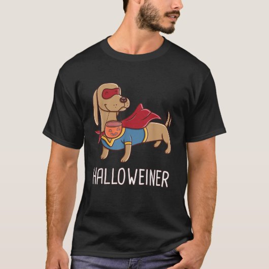 Happy Halloweiner Dachshund Dog Superhero Happy Ha Tシャツ (正面)