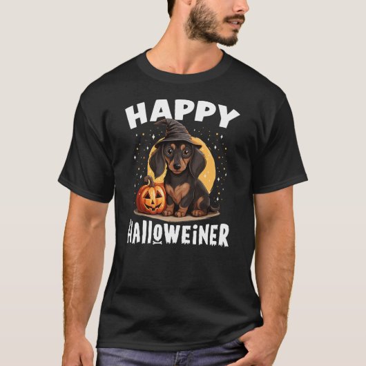 Happy Halloweiner Funny Halloween Costume Dachshun Tシャツ (正面)