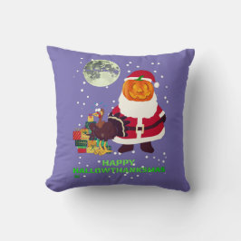 「HAPPY HALLOWTHANKSMAS」ホリデーパおもしろいーティギフト クッション