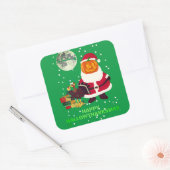 「HAPPY HALLOWTHANKSMAS」ホリデーパおもしろいーティギフト スクエアシール (封筒)