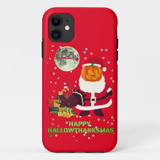 「HAPPY HALLOWTHANKSMAS」ホリデーパおもしろいーティギフト Case-Mate iPhoneケース (裏面)
