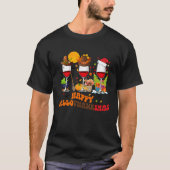 Happy Halothanksmas Wine Glasses Drinking  Christm Tシャツ (正面)