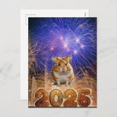 Happy Hammie New Year Holiday Postcard シーズンポストカード (正面/裏面)