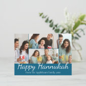 happy hannukah, 4枚の写真コラージュ青と白 シーズンカード (スタンド正面)