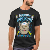 Happy Hanukcat  Jewish Cat Ugly Christmas Sweater Tシャツ (正面)