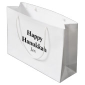 Happy Hanukkahあなたの名前の文字画像を編集可能 ラージペーパーバッグ (裏面アングル)