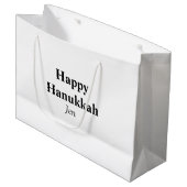 Happy Hanukkahあなたの名前の文字画像を編集可能 ラージペーパーバッグ (正面アングル)