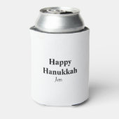Happy Hanukkahあなたの名前の文字画像を編集可能 缶クーラー (缶裏面)