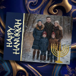 Happy HanukkahとYour Photo（ユダヤ教）メノラー 箔シーズンカード<br><div class="desc">Happy HanukkahとYour Photo（ユダヤ教）メノラー</div>