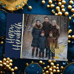 Happy HanukkahとYour Photo（ユダヤ教）メノラー 箔シーズンカード<br><div class="desc">Happy HanukkahとYour Photo（ユダヤ教）メノラー</div>