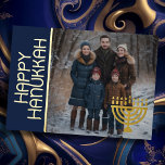 Happy HanukkahとYour Photo（ユダヤ教）メノラー 箔シーズンカード<br><div class="desc">Happy HanukkahとYour Photo（ユダヤ教）メノラー</div>