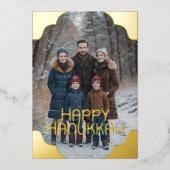 Happy HanukkahとYour Photo 箔シーズンカード (正面)