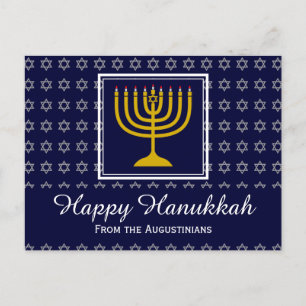 HAPPY HANUKKAHスター・オブ・デイビッドパーソナライズされた（ユダヤ教）メノラー シーズンポストカード