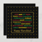 HAPPY HANUKKAHスピリットのフルーツ(ユダヤ教)メノラーブラック シーズンカード (正面/裏面)