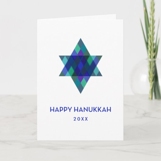 Happy Hanukkahターコイズスターのデビッドノンフォト シーズンカード (正面)