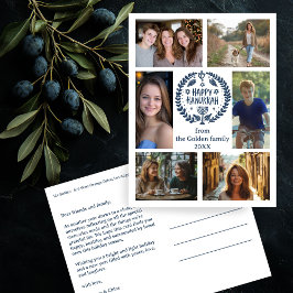 HAPPY HANUKKAHハンドドローカスタムド6フォトホリデー ポストカード