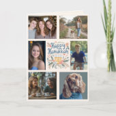 HAPPY HANUKKAHハンドドローカスタムド6枚フォトフォールディング シーズンカード (正面)