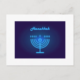 Happy Hanukkahフェスティバルのライト、(ユダヤ教)メノラーロゴ ポストカード
