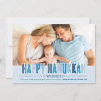 Happy Hanukkahフォトカード | 青色